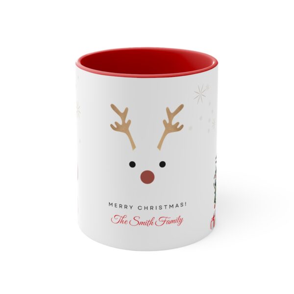 Personalized Merry Christmas Reindeer Accent Mug - Fun Holiday Gift for Families