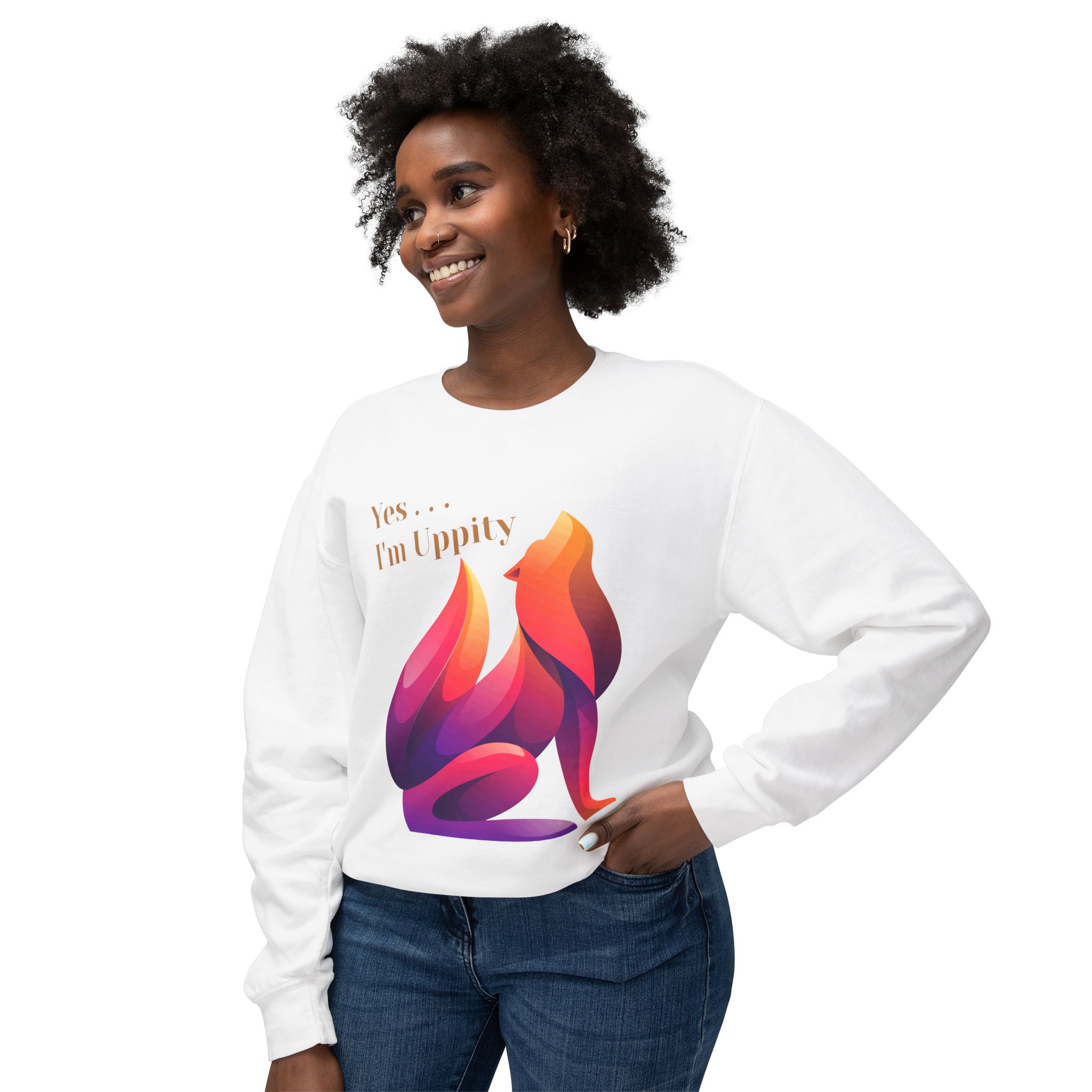 SWEATSHIRT: “Yes, I’m Uppity” Vibes Unisex Lightweight Crewneck Sweatshirt - Colorful Artistic Print