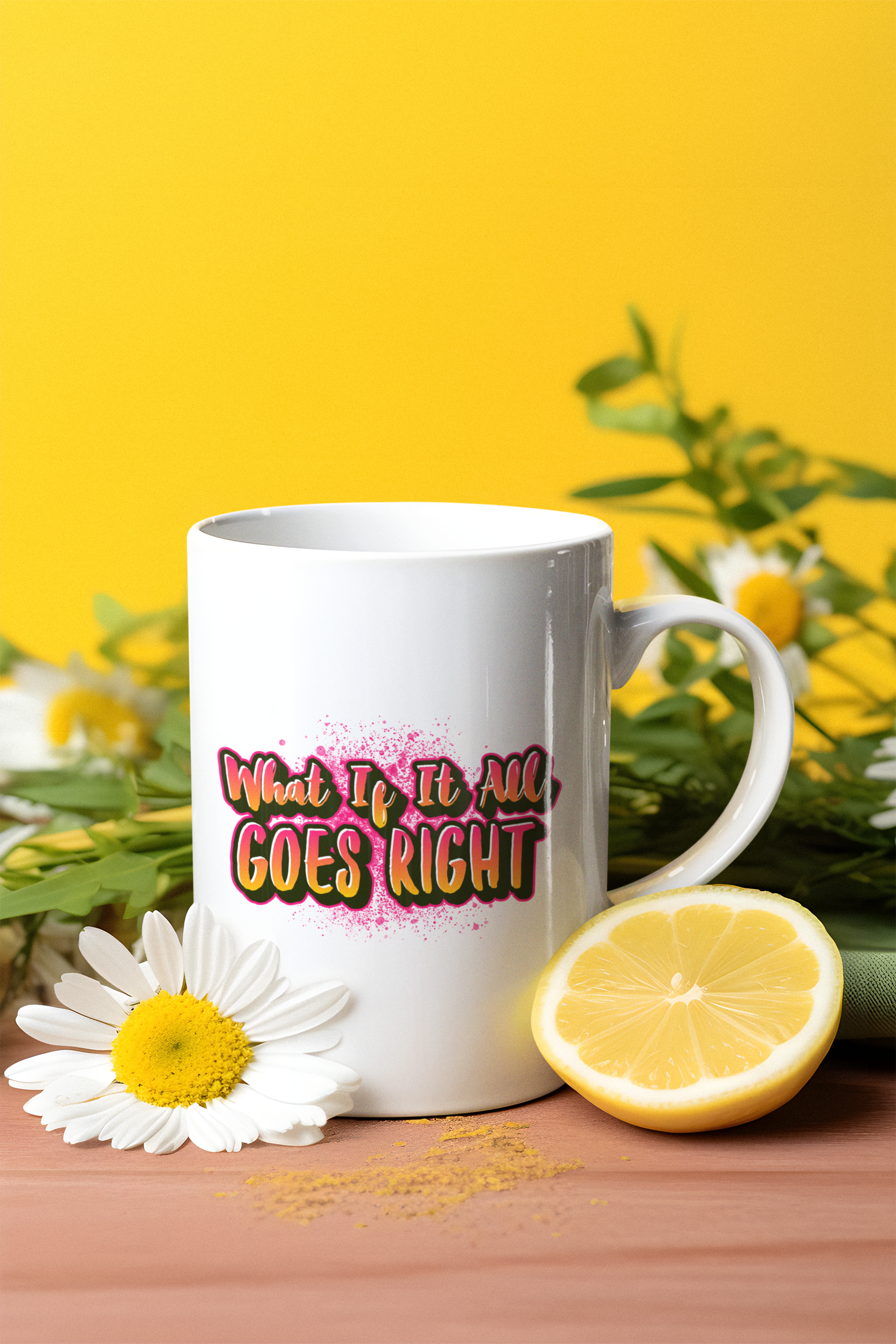 MUG: "What if it All Goes Right” today?  Sip on Positivity Coffee/Tea Mug - Perfect Gift for Coffee Lovers (11 oz.)
