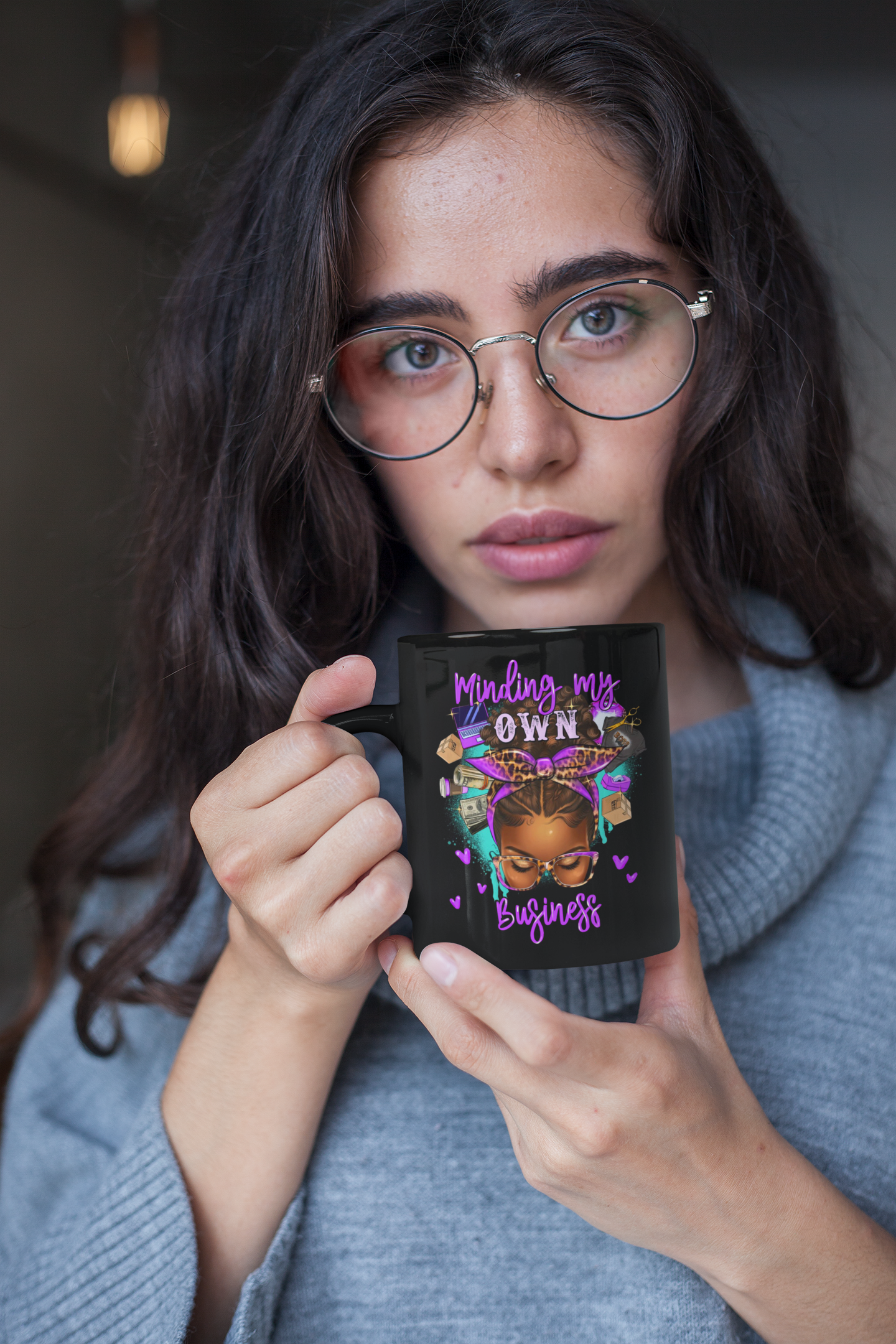 MUG: Minding My “Own Business’" Empowerment Mug (Black)  15oz Tea & Coffee Cup