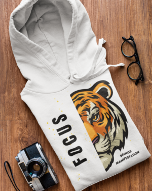 HOODIE - “Focus Brings Manifestation” - White Unisex Hoodie – Manifest Your Dreams & Goals